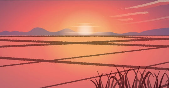 里山の夕暮れ