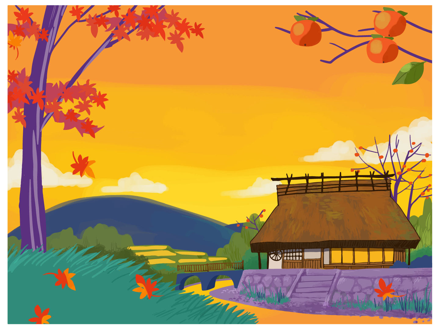 里山の夕暮れ
