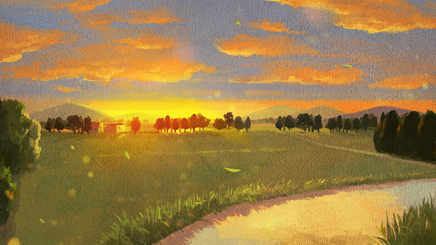 里山の夕暮れ
